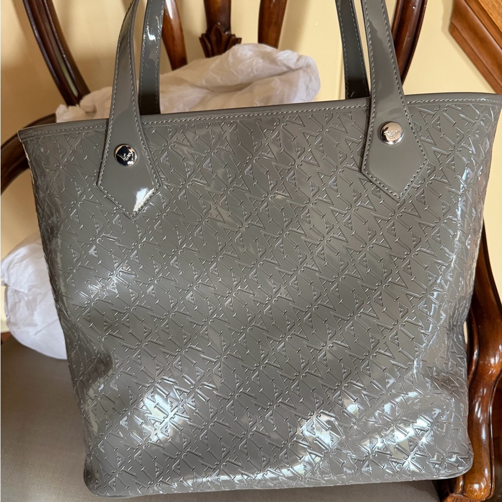 Monogram Patent Tote Bag in Gray - Women Bags
